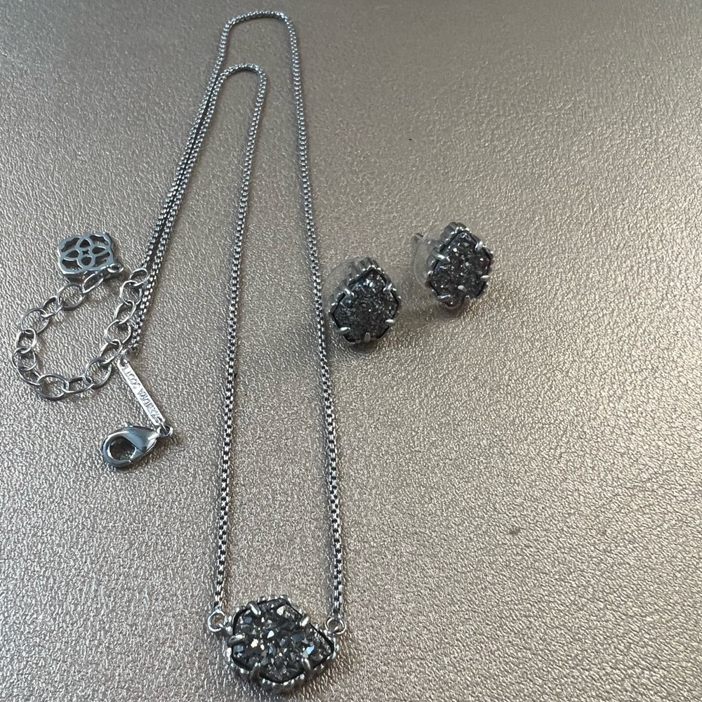 Silver Drusy Kendra Scott Matching set
